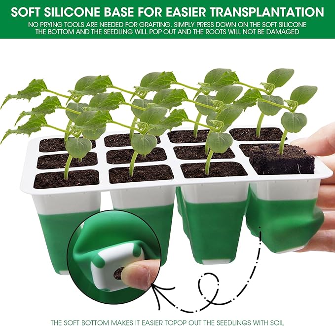Seed Starter Tray with Grow Light,5 Pack 60 Cells Seedling Tray Kit Reusable & Dishwasher Safe for Starting Vegetable, Flower & Herb Seeds Indoor Grow Kit for Deep-Rooted Seedlings - Image 4