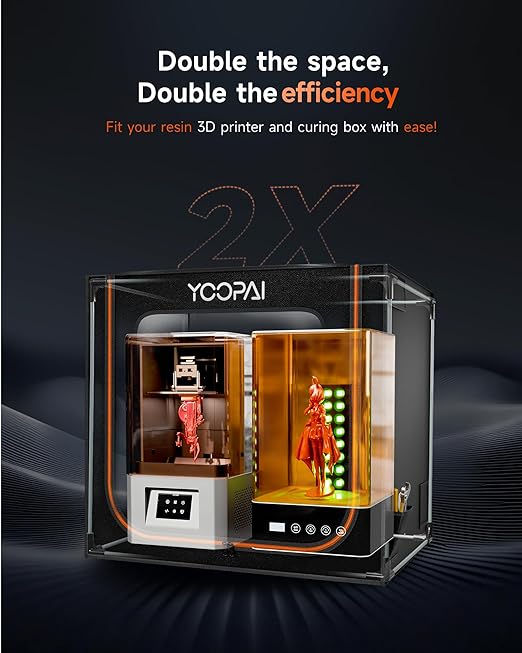 Multifunctional Large Resin 3D Printer Enclosure with Ventilation Kit LED Light, 3D Print Vented Enclosure Eliminate Odors Dustproof Isolate Noise Tent Cover Compatible with LCD Resin UV 3D Printer - Image 2