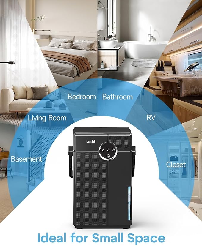 Small Dehumidifier with Drain Hose, Portable Dehumidifier for Bathroom, 118oz Dehumidifiers for Home 800 sq ft with 7 Colorful Light, Quiet Dehumidifiers for Bedroom RV Closet Basement - Image 8
