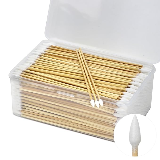 500PCS 6" Gun Cleaning Swabs in Storage Box - Lint Free, Highly Absorbent Long Cotton Cleaning Swab by PINGMIC