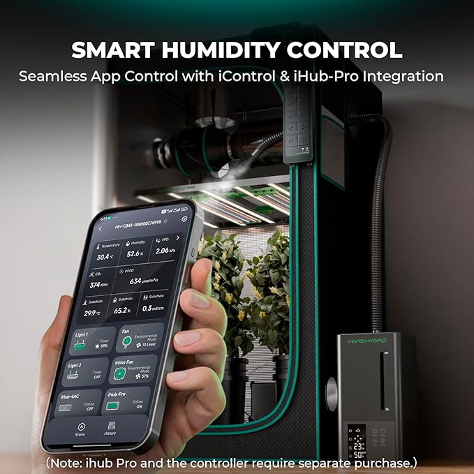 MARS HYDRO 2026 New Plant Humidifier 6L,with Adjustable Humidity,Timer Function,Ultrasonic Precise and Silent Operation,No-Leak Seal for Grow Tent,Indoor Planting,Greenhouse - Image 3