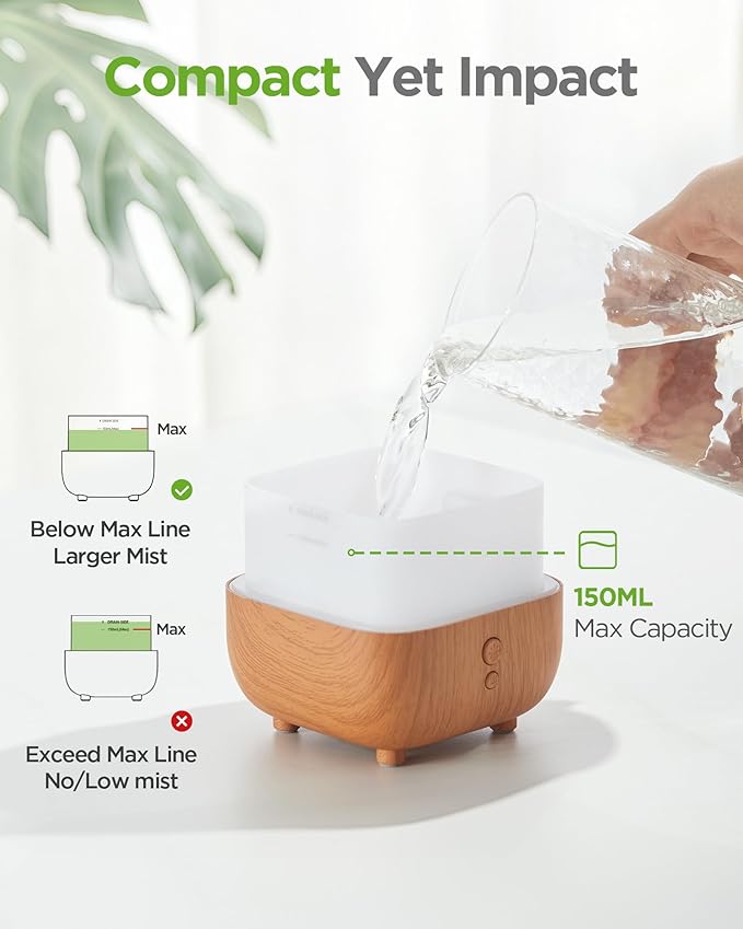 InnoGear 150ml Essential Oil Diffuser, 5-in-1 Diffusers for Home Scent 8 LED Color Aromatherapy Diffuser Air Desk Mini Humidifier Small Vaporizer Aroma Diffuser for Computer Laptop Office, Medium - Image 9