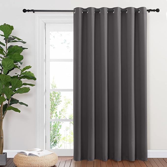 NICETOWN Sliding Door Curtains, Wide Thermal Blackout Patio Door Curtain Panel, Sliding Door Drapes/Draperies with Grommet Top (Gray, W80 x L84) - Image 8