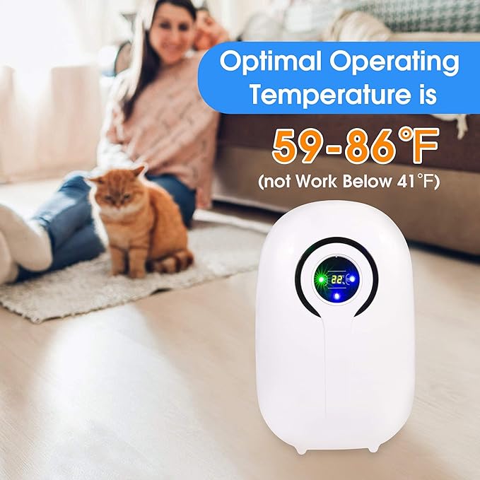 Dehumidifier for Home with LCD Display 37oz(1100ml) Small Ultra Quiet Portable Dehumidifier with Auto Shut-off,Up to 430 Sq.ft for Basements Bedroom Bathroom Garage Wardrobe RV - Image 5