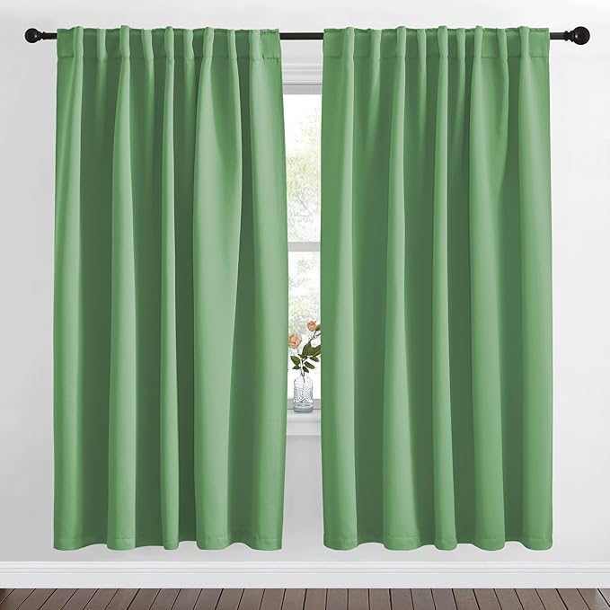NICETOWN Blackout Curtain Panels Window Draperies - (Forest Green Color) 70x72 inch, 2 Pieces, Insulating Room Darkening Blackout Drapes for Bedroom by NICETOWN