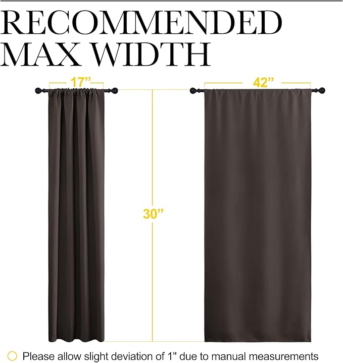 NICETOWN 2 Panels Blackout Curtains, Rod Pocket Thermal Insulated Drapes for Kitchen, Heavy Duty Small Window Treatment for Dorm Room, Studio Apartment, Basement (Toffee Brown, W42 x L30) - Image 6