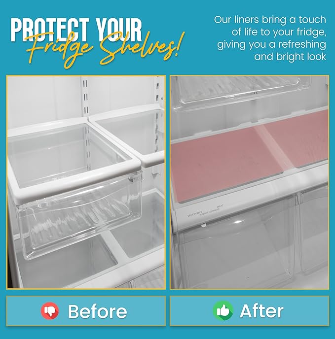 Refrigerator Liners for Shelves (12 Pack) by Linda’s Essentials - Non-Adhesive Shelf or Drawer Liner, BPA-Free Fridge Mats for Kitchen & Cabinets, Easy to Clean, Ideal Household Essentials (Pink) - Image 6