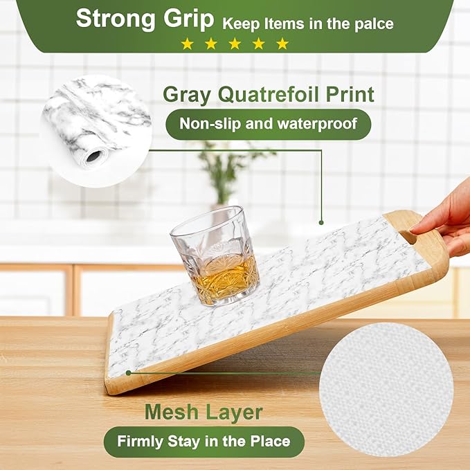 Moriah Shelf Liner Non Adhesive, Kitchen Drawer Liner Non Slip Waterproof Thickened Cabinet Protector for Bathroom Dresser Shelves Pantry(Marble,17.5'' x 10') - Image 2