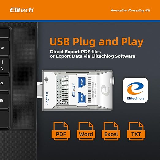 Elitech USB Temperature Data Logger Reusable Temperature Recorder Digital Refrigerator Thermometer High Accuracy Auto PDF Report USB Port 16000 Points LogEt8T, -30~70℃ - Image 6