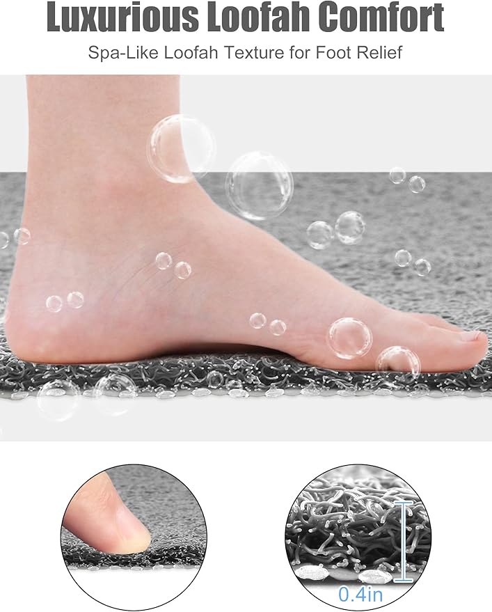 Large Shower Mat, Yonala 23.6 x 35.4 Inch Non Slip Shower Mats for Inside Shower, Soft PVC Loofah Bath Mat, Quick Drying, Easy Clean - Image 4