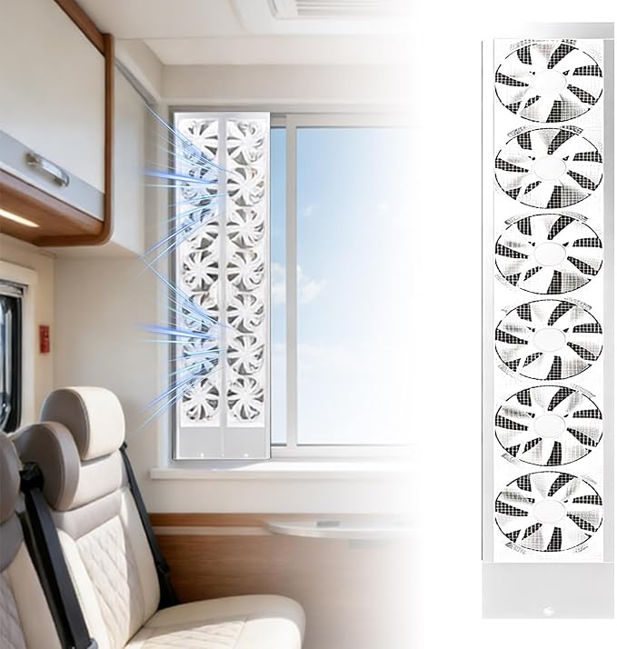 Vertical Window Exhaust Fan for Sliding Windows 5CM Retractable, Adjustable Speed Vertical Vent Fan for Household kitchen Humid and Basements Spaces(White,49.2-51.2) by Unknown