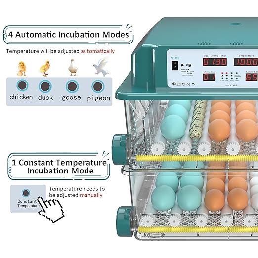 Incubators for Hatching Eggs 120, Chicken Egg Incubator with Automatic Egg Turning and Humidity Display, Temperature Control with 5 Automatic Incubation Modes, Incubation Day Counter - Image 2