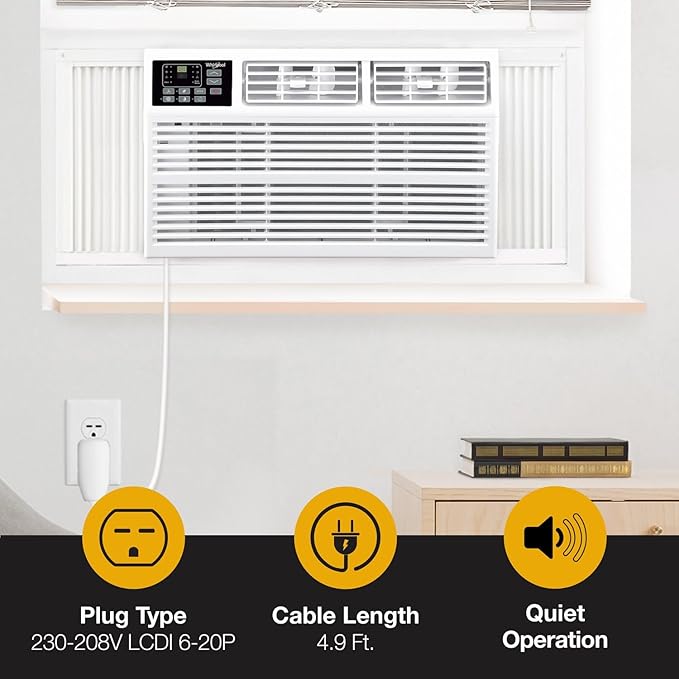 Whirlpool 18,000 BTU 230V Window Air Conditioner with Supplemental Heat, Window Mounted AC Unit with Heater for Apartment, Living Room, Bedroom, Large Rooms up to 1000 Square Feet - Image 9