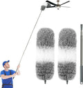 Microfiber Feather Dusters for Cleaning, Extendable Duster with 110" Extension Pole & 2pcs Replaceable Bendable Head, Cleaner Supplies Duster Tool for Ceiling Fan Furniture Cars Home Kitchen Gadgets by AURUZA