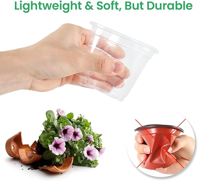 36 Packs 7/5/4/3.5 Inch Reinforced Clear Nursery Pots with Drainage Hole, Transparent Variety Pack Plastic Plant Pot Seedling Planter for Vegetable Propagation, Root Cutting, Seed Starting - Image 4