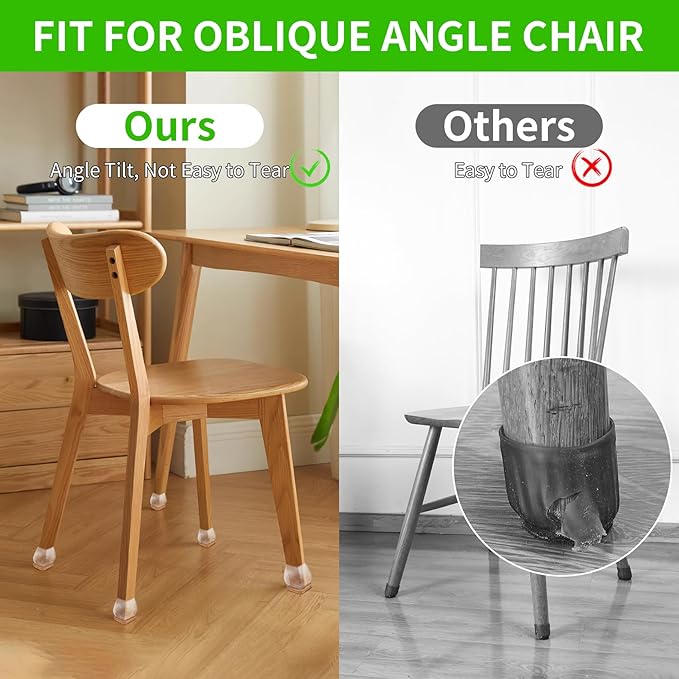 16PCS Square Silicone Chair Leg Floor Protectors for Hardwood Floors, Felt Furniture Pads Covers Table Chair Leg Caps, Large Chair Sliders for Wood Floors, Anti-Scratches&Noise(Clear, Fit:1.1"-1.4") - Image 6