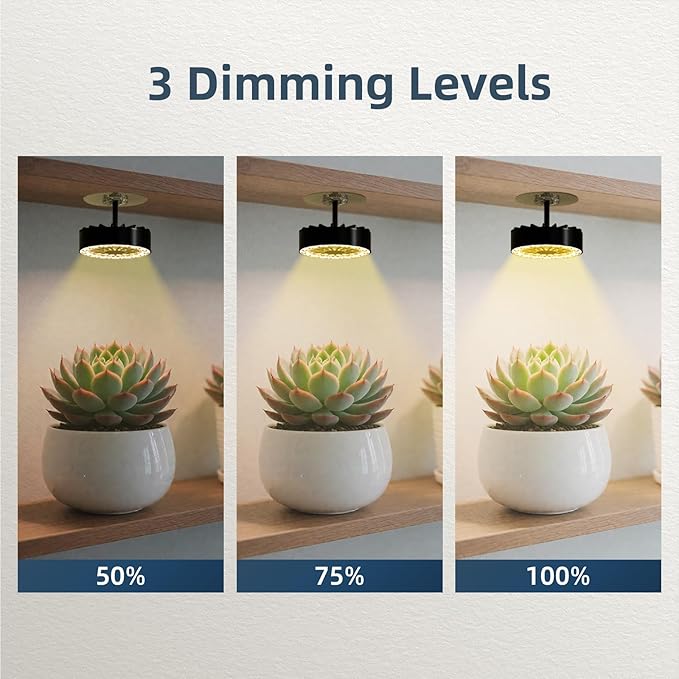 LED Grow Light for Indoor Plant,4300k 20W,Full Spectrum Plant Light for Indoor Growing,Grow Lights for Seed Starting with Fan,3 Level Dimmable and Auto On Off 2 4 8 12 Hrs Timer,for Succulents,2 Pcs - Image 7