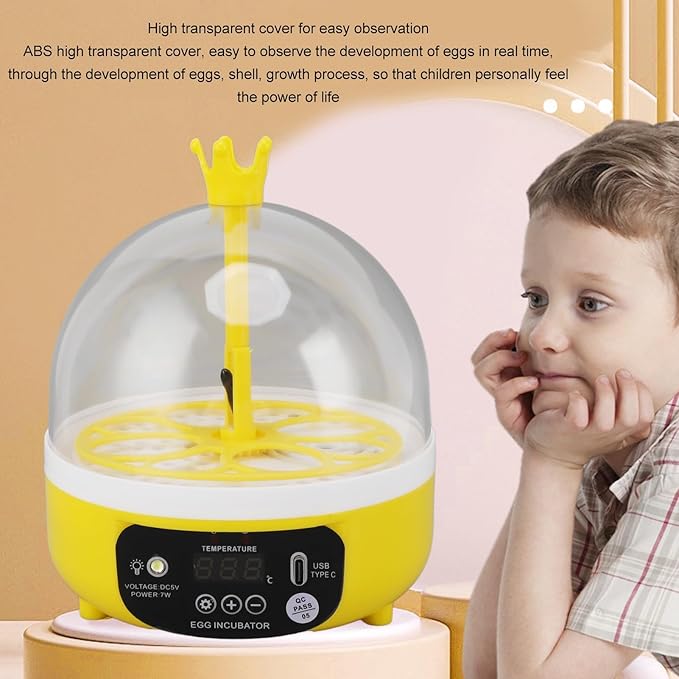 7W Egg Incubator, 4 Egg Poultry Incubator with Manual Temperature Control Egg Turner Egg Candler Egg Turning Humidity Control (Manual Turning) - Image 4