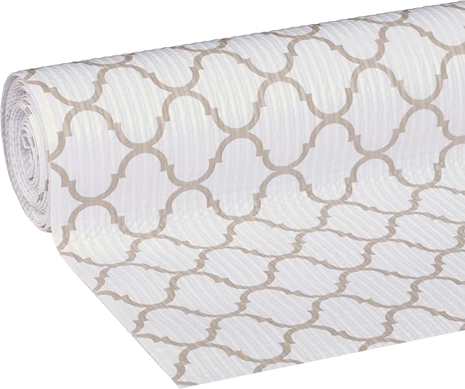 Smooth Top EasyLiner for Cabinets & Drawers - Easy to Install & Cut to Fit - Shelf Paper & Kitchen Drawer Liner Non Adhesive - Non Slip Shelf Liner - 12 Inch Width - 60 Total Feet - Taupe Quatrefoil - Image 2