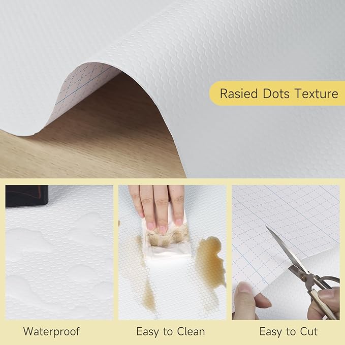 WochiTV Adhesive Shelf Liner 23.6 X 120 Inches Peel and Stick Kitchen Liner for Cabinets, Drawers Removable Protector Mat Waterproof Contact Covering for Dresser Pantry Countertops Shelves, White - Image 3