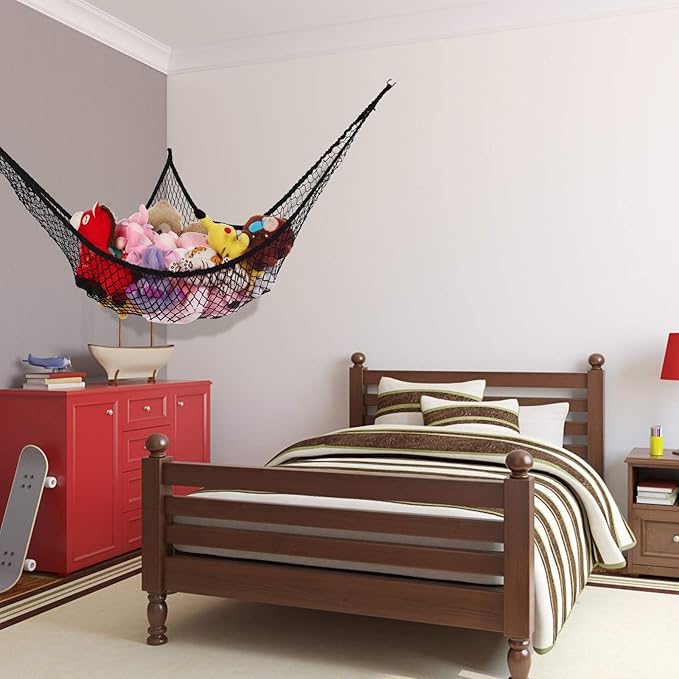 Stuffed Animal Hammock, Jumbo Toy Storage Net 83" Wall Sling Corner Extra Large Kids Children Mesh Toy Net Organizer (Black, 83 Inch) - Image 7