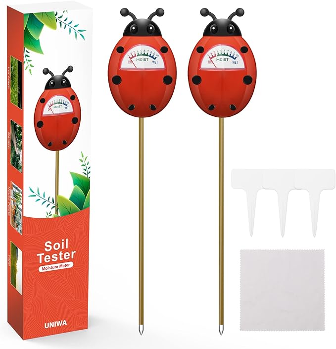 UNIWA Soil Moisture Meter, Plant Moisture Meter, Soil Hygrometer Sensor for Gardening, Farming, Indoor, and Outdoor Plants, Plant Water Monitor Gardening Gifts, No Batteries Required, 2-Pack by UNIWA