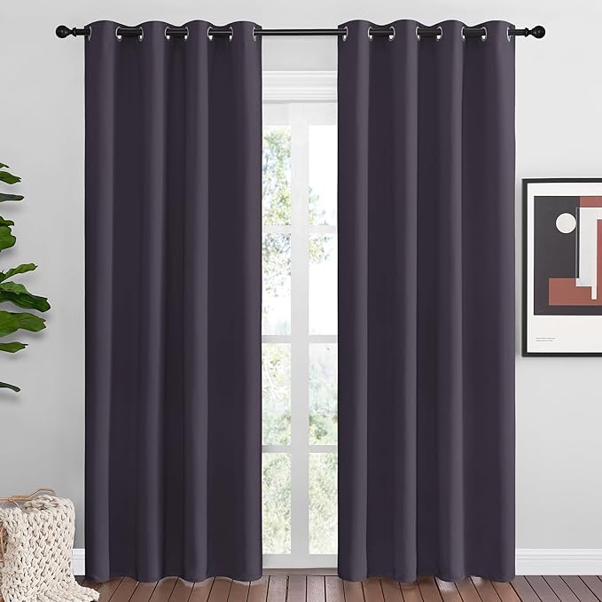 NICETOWN Greyish Purple Blackout Curtains 86 inches Length for Living Room, 2 Panels, 55" Wide, Thermal Insulated Long Drapes for Large Window by NICETOWN