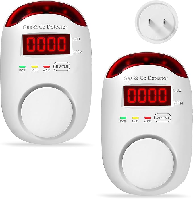 2 Packs Gas & Carbon Monoxide Detectors - Plug in Carbon Monoxide Detector & Propane, Natural Gas Detector, CO Monitor Alarm & Explosive Gas Detector Alarm for Home,RV - Image 2