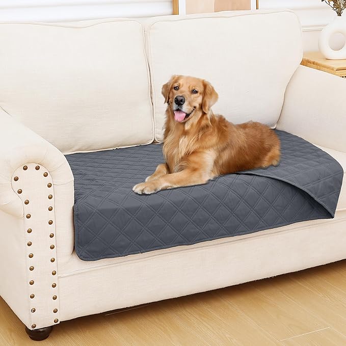 Smiry Waterproof Dog Bed Cover Pet Blanket, Soft Washable Dog Blanket for Furniture Bed Couch Sofa Reversible, Checkered (30"x53", Dark Grey/Dark Grey) by Smiry