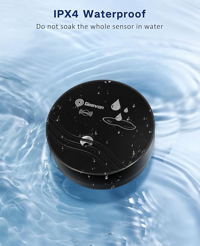 Geevon 2 Pack Water Leak Detectors, 100dB Water Sensor Alarms Flood Detector for Basements, Bathrooms, Laundry Rooms, Kitchens, Garages, and Attics, Water Alarms Battery-Operated (Battery Included) - Image 6