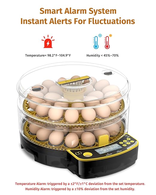 Egg Incubators for Hatching Eggs, Double-Layer 48 Egg Incubator with Temperature and Humidity Control, Egg Candler, Automatic Egg Turner, Clear Window Incubator for Chicks Duck Quail Eggs - Image 3