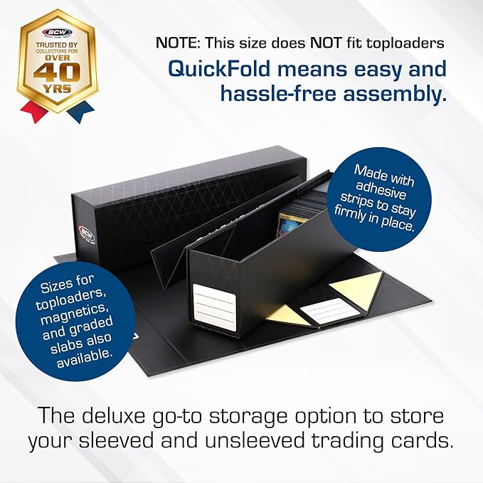BCW QuickFold Card Boxes for Sleeved Cards - 6 Pack | Not for Toploaders | Magnetic Closure Card Storage Box | Holds 500 to 1200 Cards Each | Fits Trading Card Dividers | Easy to Assemble - Image 2