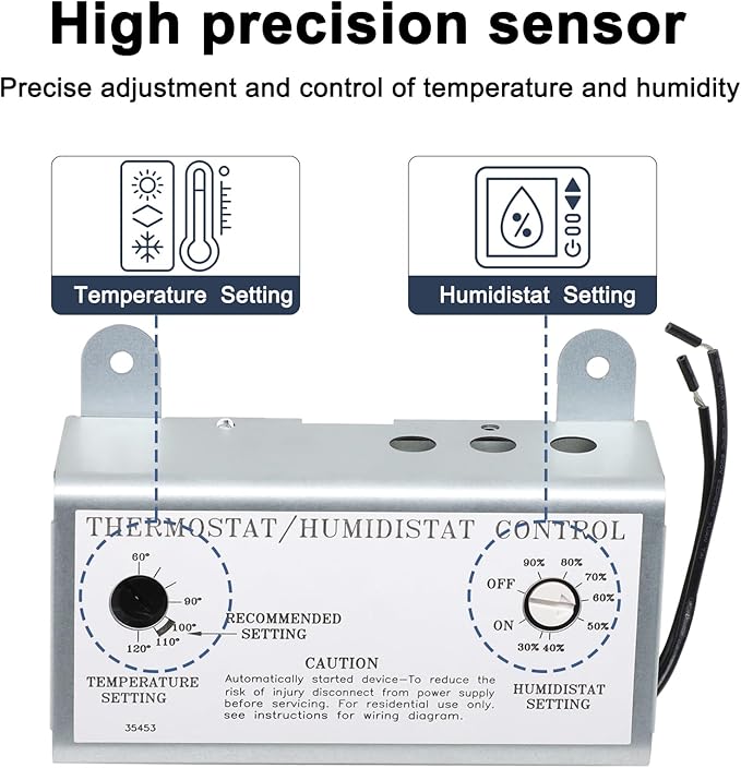 Criditpid Attic Fan Adjustable Thermostat & Humidistat Controller Box for Powered Attic Ventilators Fan- Replacement Temperature Humidity Controller. - Image 3