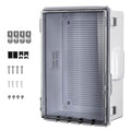 ABS Electrical Junction Box, Ventilated Design, Cable Grommets, IP65 Waterproof Enclosure, Indoor/Outdoor Use with Mounting Panel .(Clear Cover, 13.8"x9.7"x5.9") by ANIMACYN