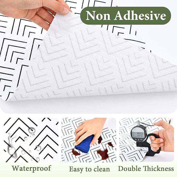 Shelf Liner for Kitchen Cabinets Non Adhesive Drawer Liner Non-Slip Thickened Shelf Liner Paper Strong Easy to Clean for Tool Box Refrigerator with Knife and Tape Measure, Black Arrow,17.3 x 236.2 in - Image 3