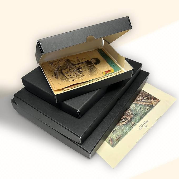Golden State Art, Archival Folio Storage Box 18x24, Clamshell Design with Metal Edge, Preserve and Store Photos Documents Cards Prints Arts Crafts DIY, Black, Pack of 2 - Image 6