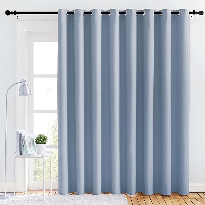 NICETOWN Lower Noise Room Divider Curtain Screen Partitions, Vintage Blue, 1 Panel, 84" Tall x 120" Wide, Blackout Sound Reducing Divider Room Drape for Doorway/Glass Window/Sliding Door/Patio by NICETOWN