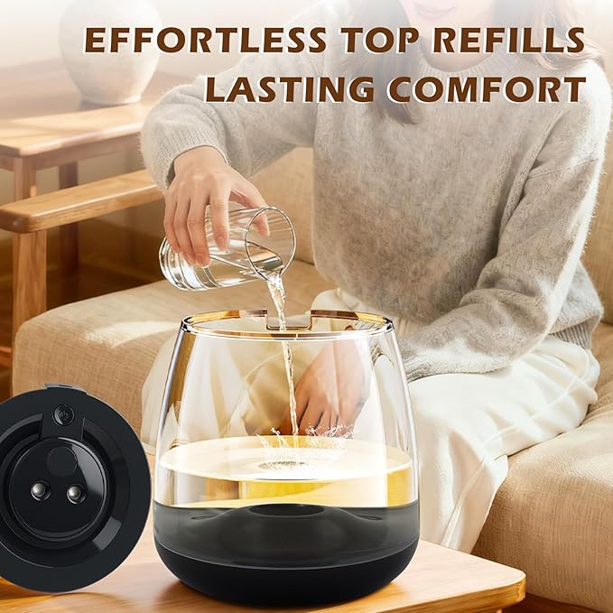 Humidifiers for Bedroom, 3 L Cool Mist Top-Fill 40H Super Long Time, 23dB Quiet, Baby Humidifier, Oil Diffuser for Large Room, Plants, Nursery, Office, 7 Color Light Ultrasonic (black) - Image 4