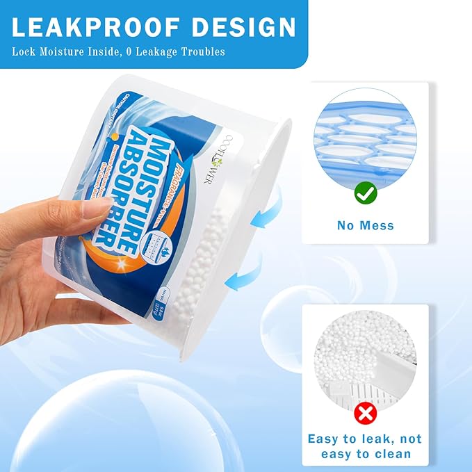 6-Pack Moisture Absorber, 9.8 oz (277g), Traps Moisture & Humidity, Portable Dehumidifier for Closets, Bathrooms, Toilets, Study Rooms, RVs, Basements - Image 4