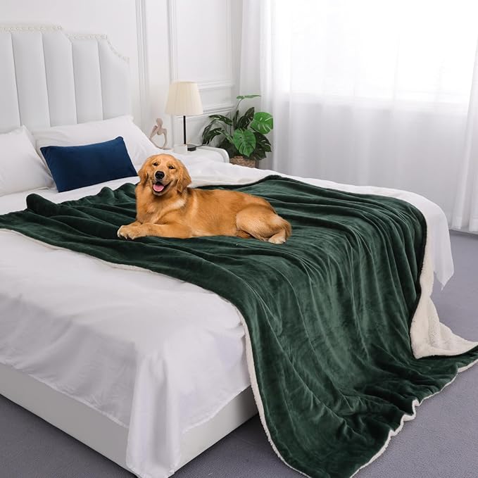 Waterproof King Size Blankets for Bed Spill-Proof, Water Proof & Mess-Free Cozy Flannel Splash Blanket Reversible Mattress or Furniture Protector for Queen, King Beds(Emerald Green) - Image 5