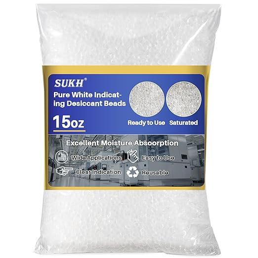 Sukh Pure White Silica Desiccant Beads 430G - Indicating Silica Gel Beads Drying Silicone Beads Reusable Desiccant Dehumidifier for Camera,Electronic,Books,Documents,Clothes,Painting,Jewelry by Sukh