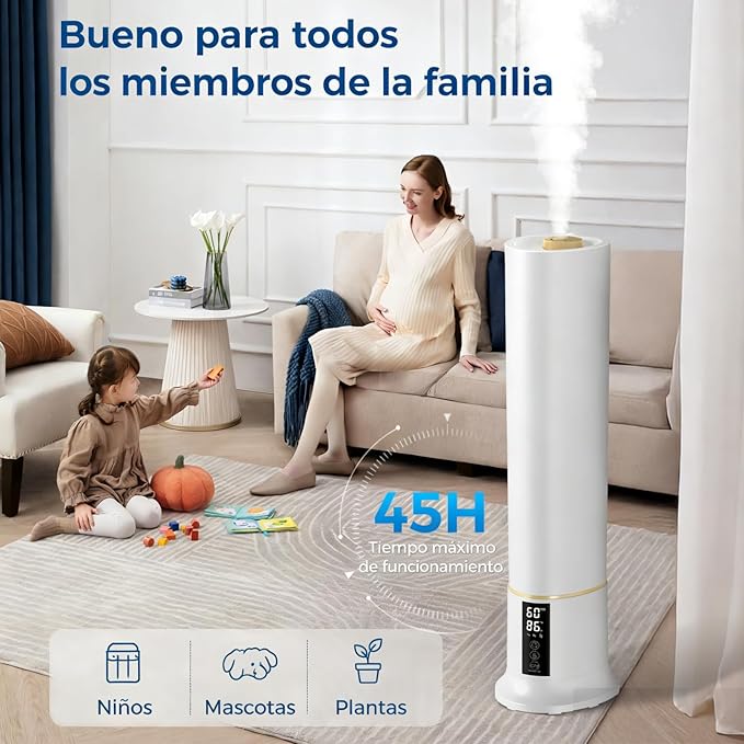 Humidifier Large Room,2.4Gal Cool Mist Humidifiers for Bedroom 9L High Capacity 24dB Quiet Air Humificador fit Removable Water Tank 360° Adjustable, Top Fill & Easy Clean with Remote Control - Image 3