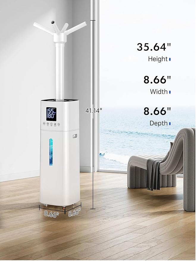 15L/4Gal Humidifier Large Room, 600mL/h Misting, 1200ft² Coverage, Auto Humidity Control, 72H Runtime, Top Fill, Aroma Diffuser, Sleep Mode, 12H Timer, Auto Shutoff Protection - Image 8