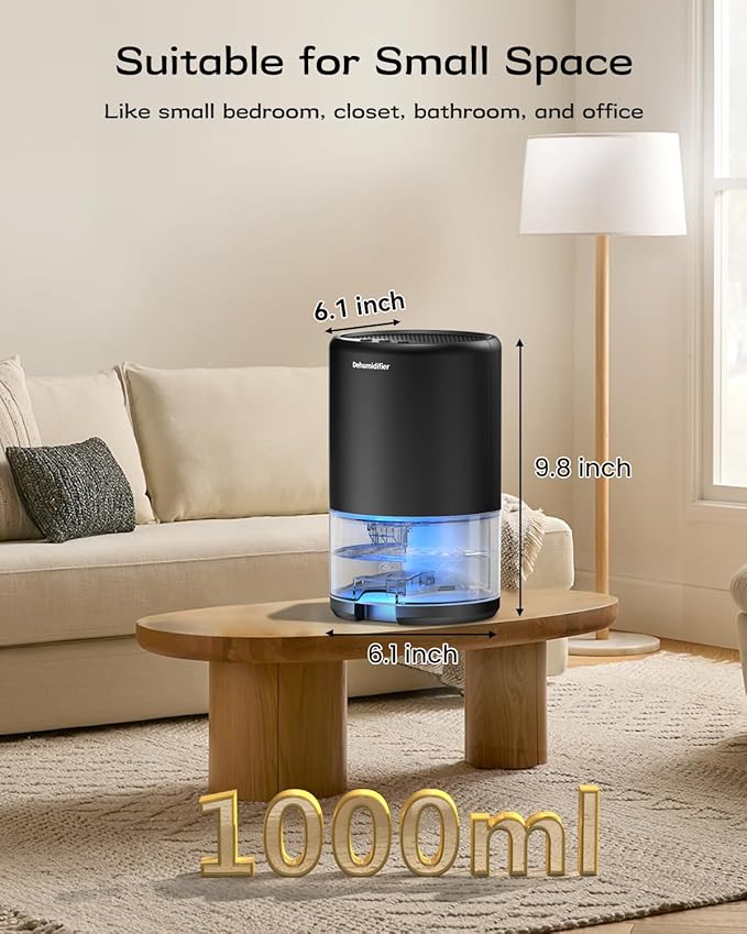 Dehumidifier, 35 oz Small Dehumidifiers for Home, Bathroom, Bedroom, Closet, Ultra-Quiet with Sleep Mode, 7 Color Lights & Auto Shut Off, Compact & Portable for RV, Rooms, Basement, Energy Saving - Image 7