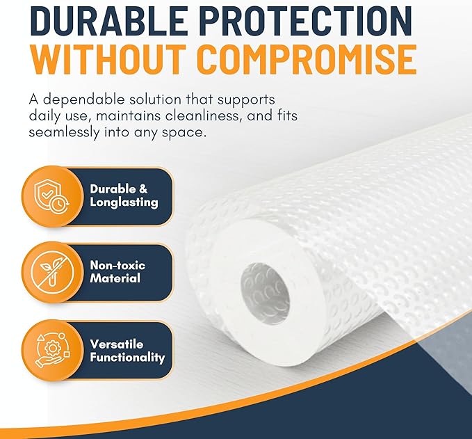 Shelf Liner Drawer Liner for Kitchen Cabinets Non-Adhesive by Linda’s Essentials (17.7 x 120 Inches) - Non-Slip Easy Clean Kitchen Cabinet and Cupboard Protector, Waterproof Mat, Clear Roll - Image 8