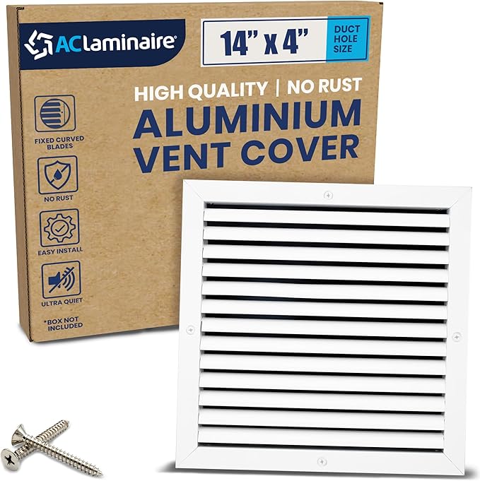 14x4 Inch (Duct Opening) Air Return Vent Cover Decorative – Premium Aluminum AC Vent Cover for Ceiling & Wall, Rustproof Grille, Ideal for Home HVAC Grille, Durable & Easy to Install by ACLAMINAIRE by LAMINAIRE