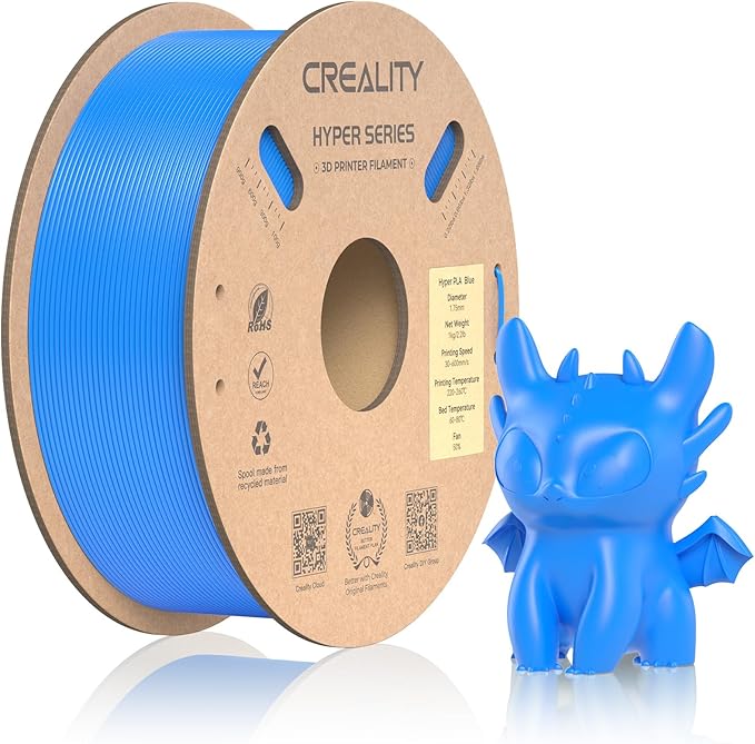 Official Creality Hyper PLA Filament 1.75mm, High Speed PLA 30-600mm/s 3D Printer Filament, Dimensional Accuracy +/-0.02mm, Fit Most FDM 3D Printers，1KG(2.2lbs) Spool Blue by Creality