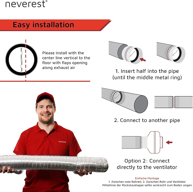 neverest® RK 4" Professional Backdraft Shutter Damper Connector Duct Fits Only with Metal Ducts - Image 4