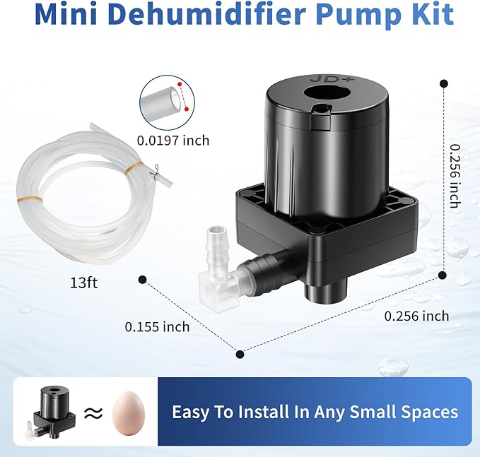 Upgraded Smart Automatic Small Water Pump for Dehumidifier, 15FT Drain Lift, Large Volume, Low Noise, Perfect for Basement Use, Compatible with Most Portable Dehumidifiers - Image 2