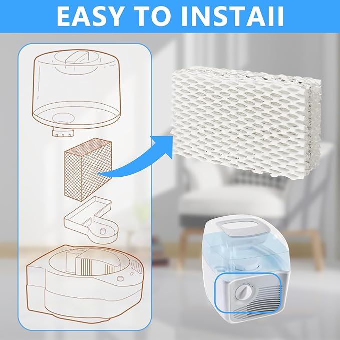 8 Pack Wf813 Eqwf813 Humidifier Filters Compatible with Equate Eqwf813 Eq-2119-Ul Relion RCM-832 RCM-832N ProCare PCCM-832N Cool Mist Humidifier Replacement Filter, White - Image 4